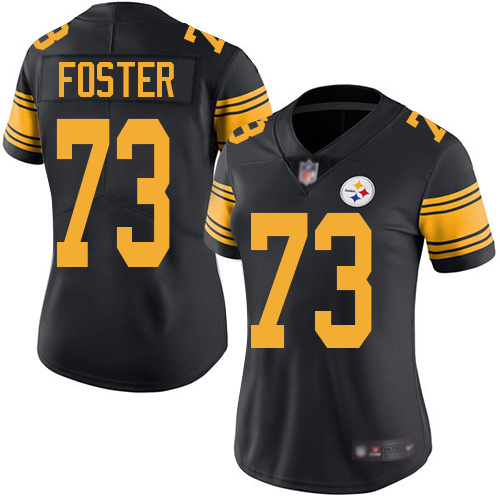 Women Pittsburgh Steelers Football #73 Limited Black Ramon Foster Rush Vapor Untouchable Nike NFL Jersey